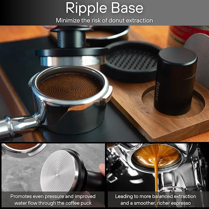 BARTEQ 53.3mm Espresso Tamper – Calibrated Dual Spring Coffee Tamper with WDT Tool & Funnel – Fits 53mm-54mm Portafilters