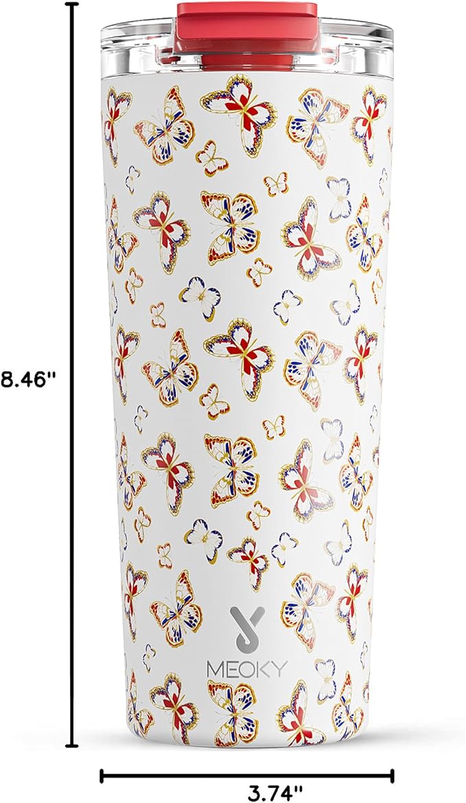 Meoky 24 oz Insulated Travel Coffee Mug: Leak Proof Lid, Jewel Butterfly | Stainless Steel Coffee Tumbler, Keeps Hot for 8 Hours or Cold for 24 Hours, Fits in Car Cup Holder, BPA Free - Image 3