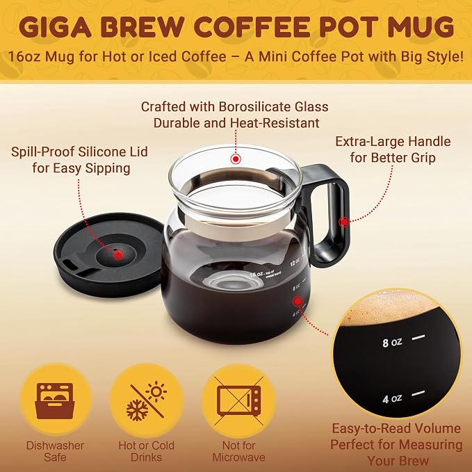 Coffee Pot Mug – The Unique, Funny, Novelty Coffee Mug Perfect Surprise Gift for Coffee Lovers with 4 Hilarious Cork Cup Coasters - Image 2