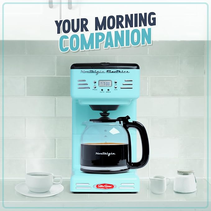 Nostalgia Retro 12-Cup Programmable Coffee Maker With LED Display, Automatic Shut-Off & Keep Warm, Pause-And-Serve Function, Aqua - Image 3
