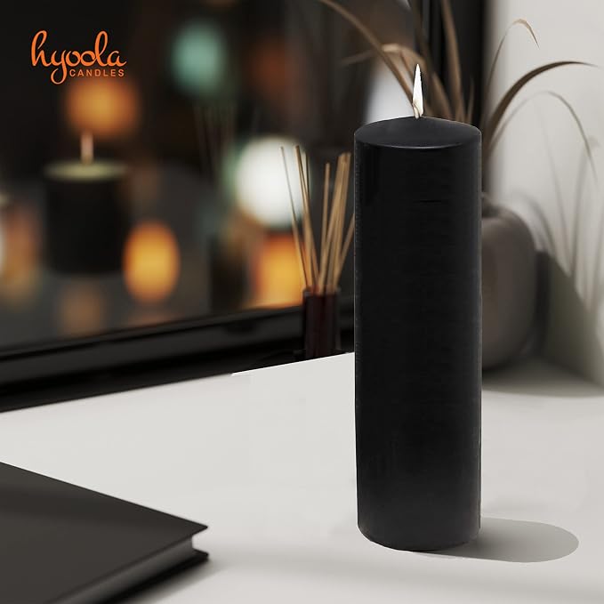 Hyoola Black Pillar Candles 2x9 Inch - 4 Pack Unscented Pillar Candles - European Made - Image 6