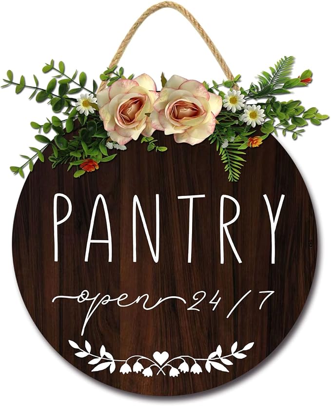 Pantry Sign Pantry Wall Decor Farmhouse Pantry Sign Wooden Rustic Pantry Sign Retro Pantry Hanging Sign Wooden Art Printed Decor for Home Pantry Room Holiday Decoration, 11x11 Inch by Isaric