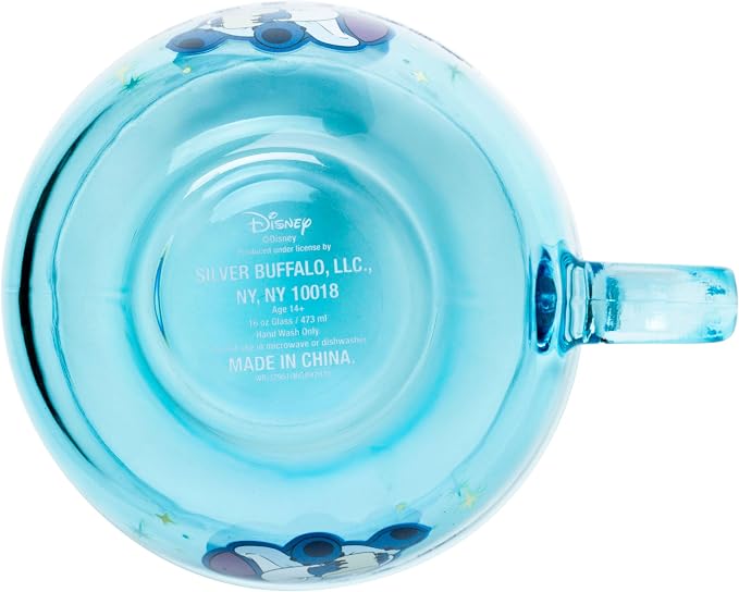 Silver Buffalo Lilo and Stitch Spa Day Glitter, Teacup Glass Mug, 16oz | Disney, Coffee, 0.47 Liters - Image 4