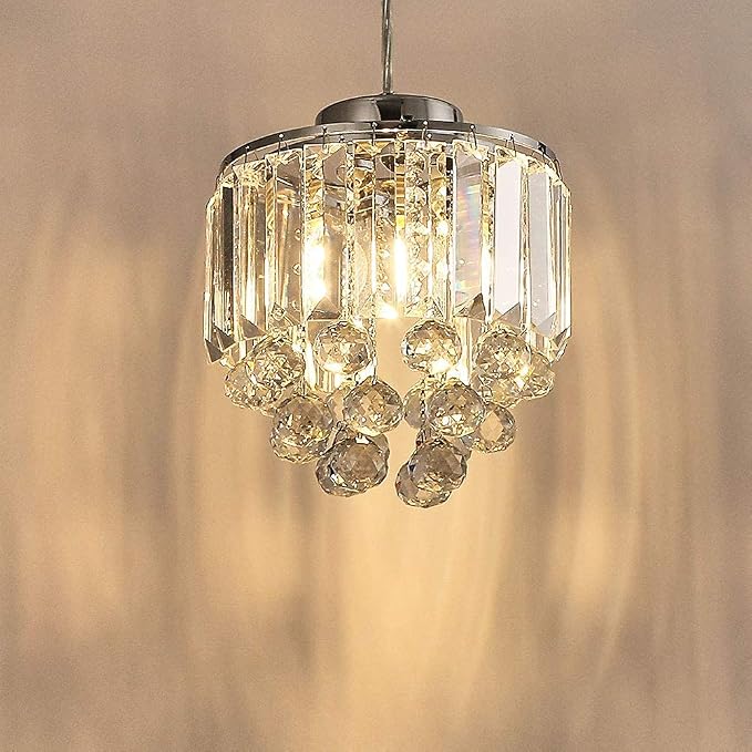 TFCFL 2 Pcs/3 Pcs Glass & Crystal Pendant Light with Crystal Beads Modern Light Glass Pendant Lighting Fixture for Kitchen Island Dining Room Cafe Shops Restaurants (3 Pcs-Clear) - Image 4