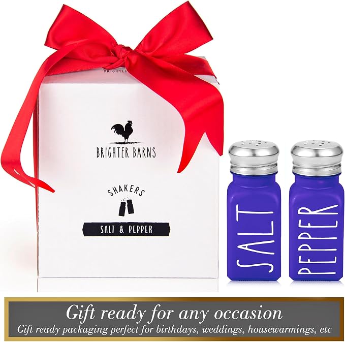 Purple Salt and Pepper Shakers Set by Brighter Barns - Modern Farmhouse Kitchen Decor and Accessories - Cute Salt and Pepper Set - Glass Shakers & Stainless Steel Lids for Home, Restaurants (Purple) - Image 3