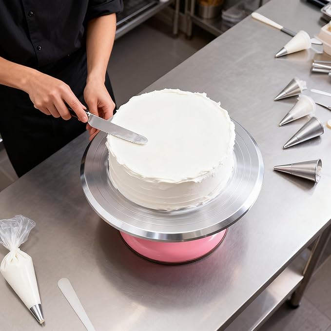 Fdit Cake Decorating Turntable, 10 Inch Silent Bearing Revolving Cake Stand Rounded Edges for Cake Decorating Supplies for Home ()
