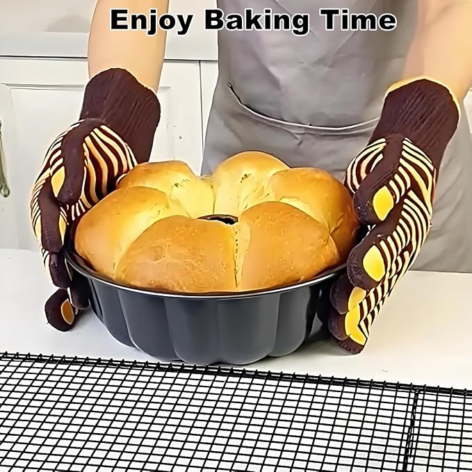 2-Pack 10 Inch Non-Stick Fluted Tube Cake Pan Heavy Duty Carbon Steel Round Pans Baking Pound Cakes and Chocoflan Jello Mold for Oven - Black - Image 4