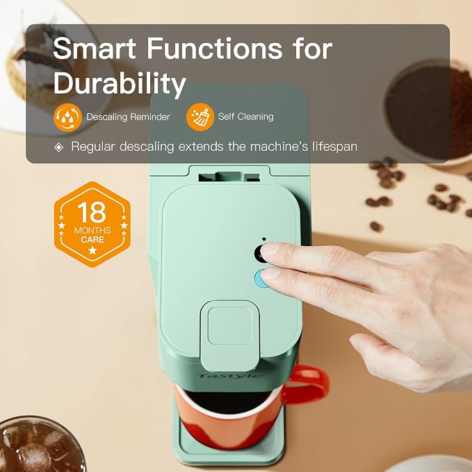 Tastyle Mini Single Serve Hot and Iced Coffee Maker for K Cup and Ground | 6 to14 Oz Brew Sizes, with Recipe Book, for Home, Travel, RV, Office and Dorm, 120V, K310IC, 2.0 version, Mint - Image 7