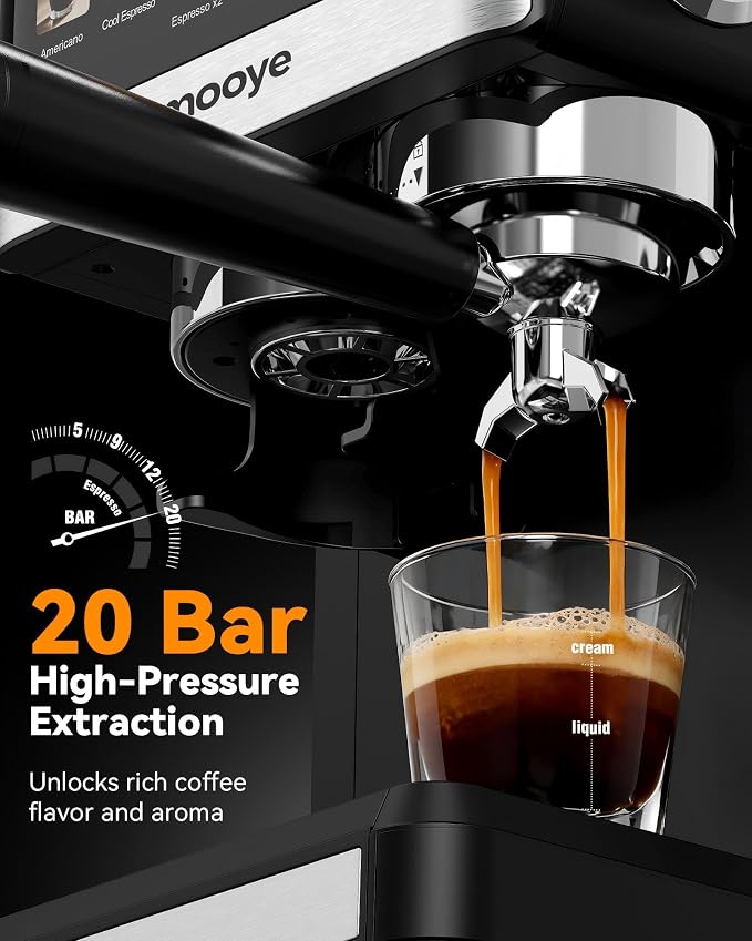 Espresso Machine with Grinder,20Bar Compact Espresso Maker with Steam Milk Frother,Coffee Maker for Home (black, medium) - Image 3