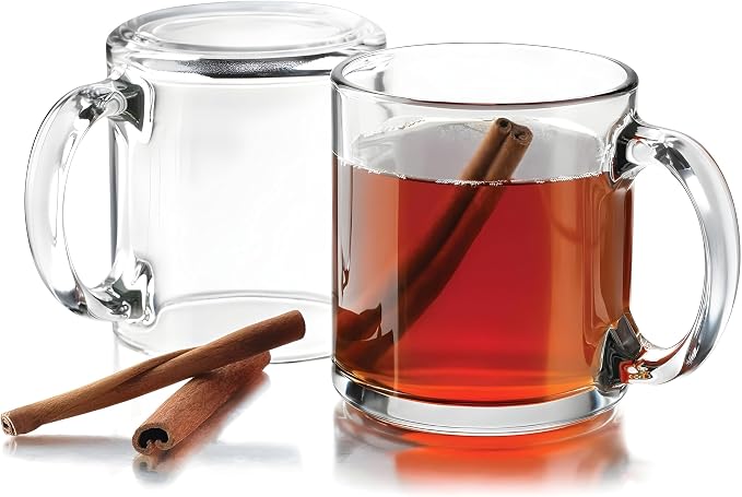 Bexter Pack of 2 Clear Glass Coffee Mugs – 13 oz Heavy-Duty Thick-Walled Cups for Hot Beverages – Durable, Elegant, Heat-Resistant Glassware for Coffee, Tea, Lattes, and More - Image 2