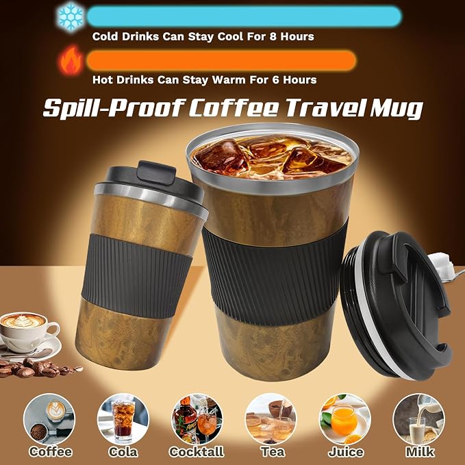 Vacuum Insulated Stainless Steel Travel Coffee Mug,Leak Proof Cup with Lid | 304 stainless steel mug with vacuum insulation, leak proof lid, silicone grip and car cup holder friendly design - Image 3