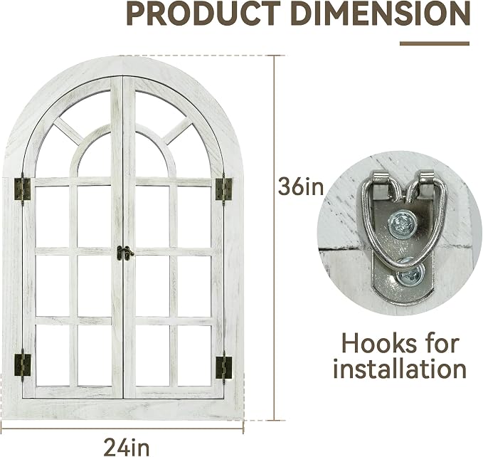 Window Mirrors for Wall Decor -White Arched Wall Mirror Farmhouse Wall Decor Wood Frame Decorative Wall Mirrors Like Window for Bedroom, Living Room, Entrance, Dining Room - Image 6
