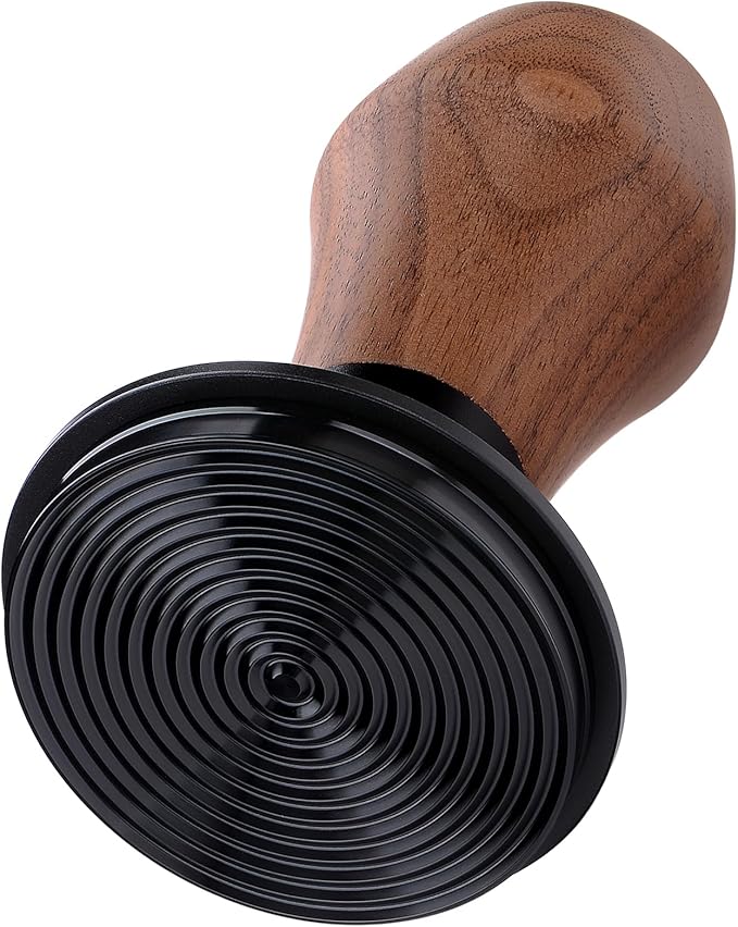Normcore 53.3mm Coffee Tamper V4.1 with Click Sound Feedback, Espresso Spring Loaded Tamper With Titanium PVD Coating Ripple Base For Breville Sage 54mm Portafilters, Genuine American Walnut Handle