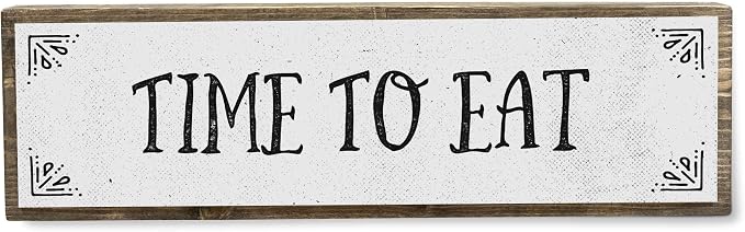 Kitchen Wood Signs (Medium - Wood And Metal, Time To Eat) by ANVEVO
