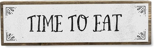 Kitchen Wood Signs (Medium - Wood And Metal, Time To Eat) by ANVEVO