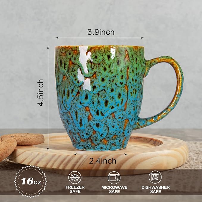 16oz Ceramic Coffee Mug Tea Cup with Handle Novelty Mug for Office and Home | Ideal Gift for Housewarming, Christmas, Birthday, Dishwasher & Microwave Safe (Coffee, Tea, Hot Cocoa, Latte Cup) - Image 2