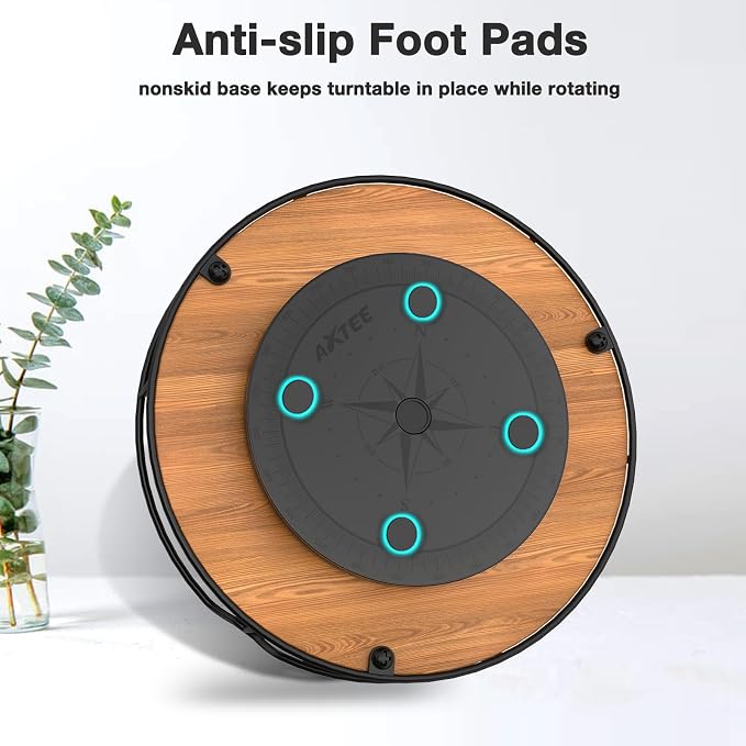 Lazy Susan Turntable Organizer for Cabinet Pantry Kitchen Countertop Refrigerator Cupboard, Pine Wood, 9", Carbonized Black - Image 5