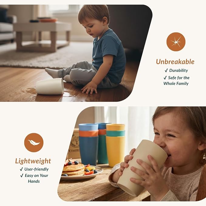 Homienly Unbreakable Plastic Cups Set Wheat Straw Cups 20 OZ Drinking Cups Reusable Camping Cups Stackable Tumblers Water Glasses Drinking Set Freezer Dishwasher Safe (6 PCS, Multi) - Image 5