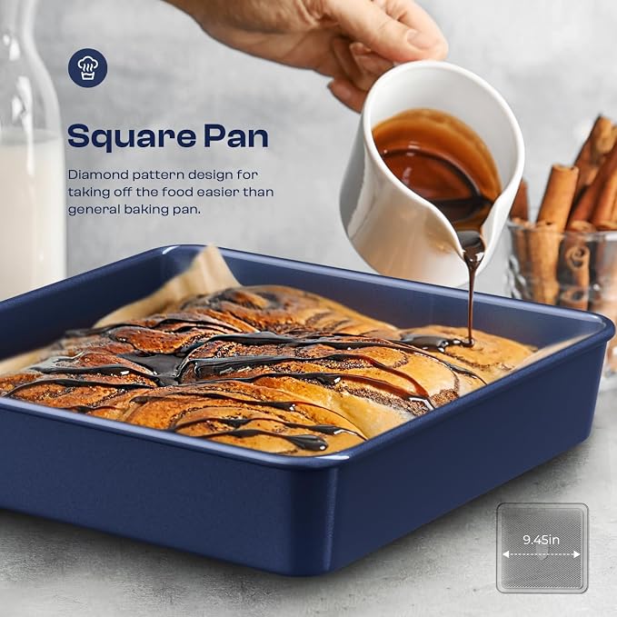 Baking Pans Set 8-Piece Bakeware Sets, Baking Sets for Cooking Oven Pan Set | Nonstick Oven Pan Set, Baking Sheet Set, Cookie Sheets for Baking, Muffin Pan, Ceramic Coated Blue - Image 5