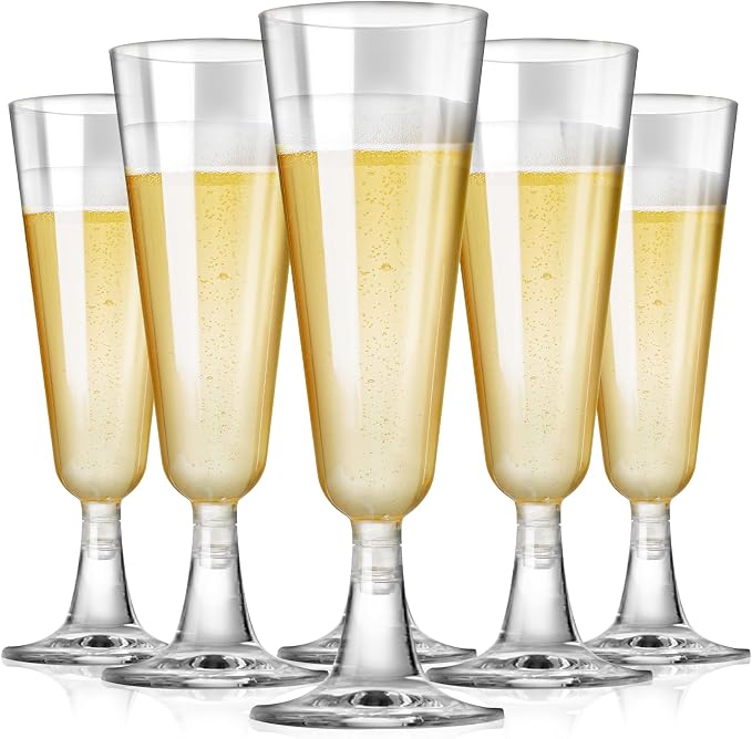 SUREHOME Plastic Champagne Flutes Plastic Champagne Glasses Disposable Mimosa Glasses Bulk 100 Pack Clear Wedding Toasting Cups Unbreakable Crystal Stemware for Bar Baby Shower Birthday Party Supplies by SUREHOME