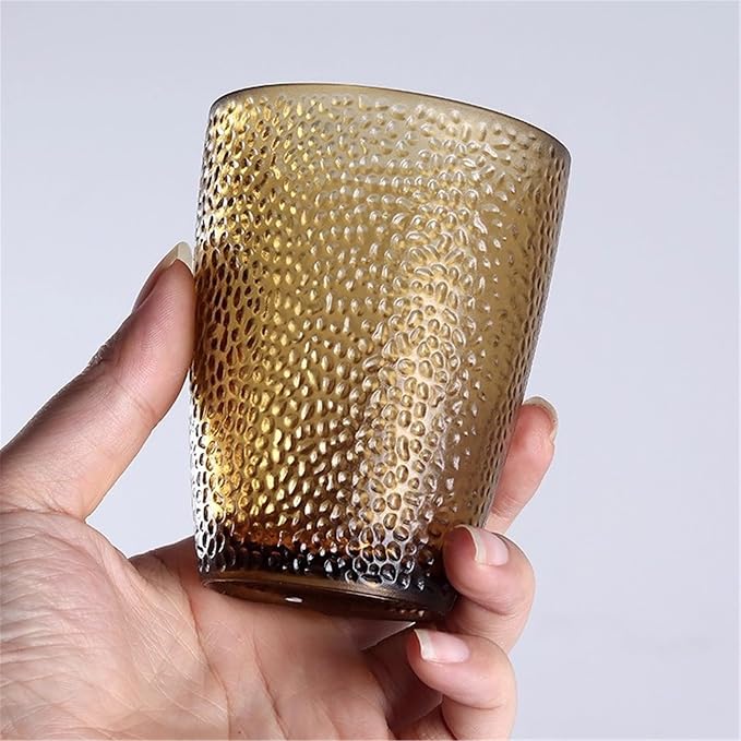 drinking glassware Stackable Heat-resistant Water Cup for Juice Beer(Brown,Small) - Image 3