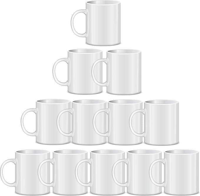 RAINBOWTIE Sublimation Mugs Blank, 12PCS White Coated Ceramic Coffee Cup | White Coated Ceramic Cup for party,casual dringking water,juice,milk,latte by Rainbowtie