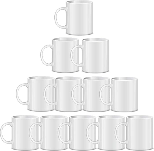 RAINBOWTIE Sublimation Mugs Blank, 12PCS White Coated Ceramic Coffee Cup | White Coated Ceramic Cup for party,casual dringking water,juice,milk,latte by Rainbowtie