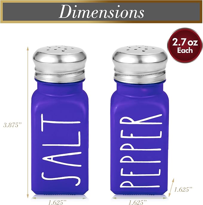 Purple Salt and Pepper Shakers Set by Brighter Barns - Modern Farmhouse Kitchen Decor and Accessories - Cute Salt and Pepper Set - Glass Shakers & Stainless Steel Lids for Home, Restaurants (Purple) - Image 7