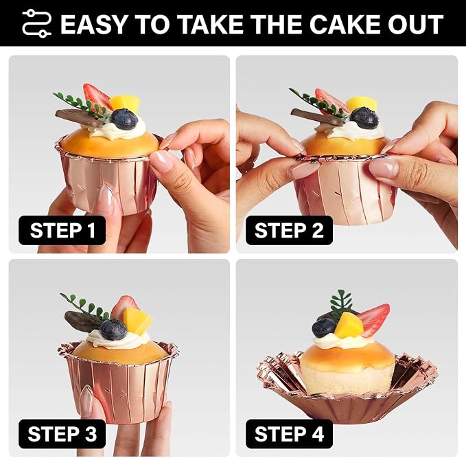 EUSOAR Aluminium Cups for Baking, 100pcs 3.5 oz Disposable Aluminum ramekins, Foil Cupcake Baking Cups Muffin Liners Cupcake Ramekin Holder for Wedding Birthday Party - Image 4