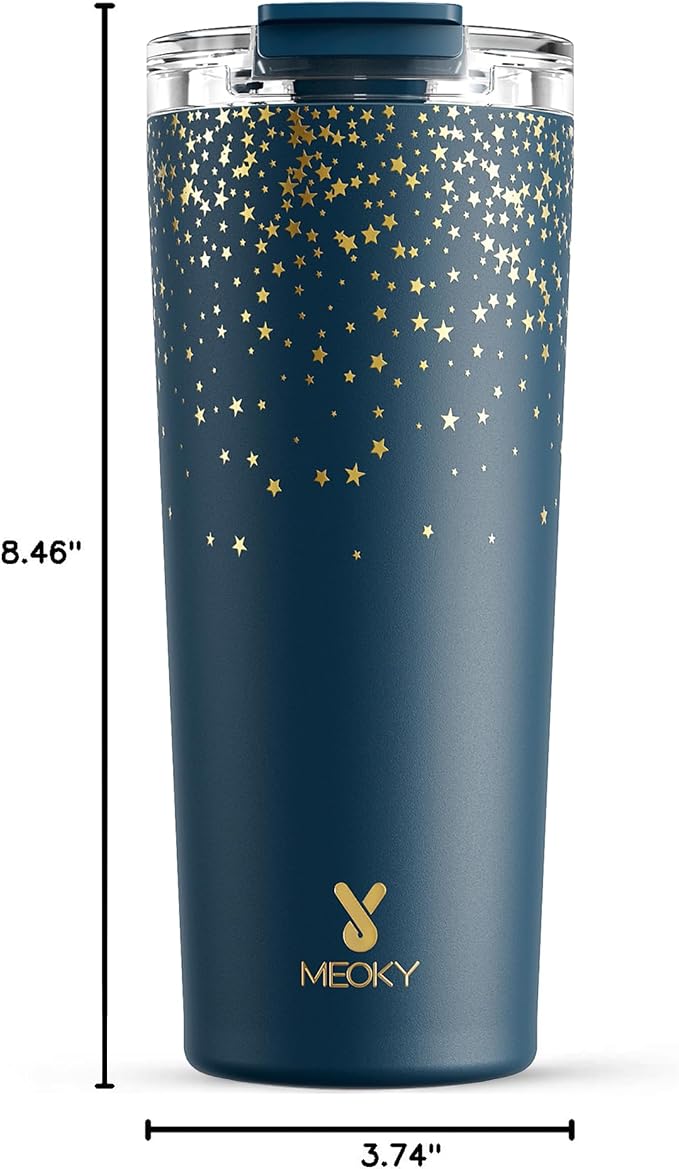 Meoky 24 oz Insulated Travel Coffee Mug: Leak Proof Lid, Midnight Galaxy | Stainless Steel Coffee Tumbler, Keeps Hot for 8 Hours or Cold for 24 Hours, Fits in Car Cup Holder, BPA Free - Image 3
