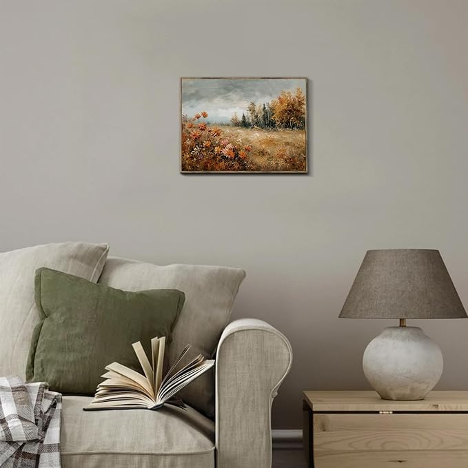 XOCUUI Unframed Canvas Wall Art Vintage Decor, Landscape Wall Art, Meadow with Flowers Art, Modern Farmhouse Decor, Cottagecore Bedroom Bathroom Office Decorations, 8"x10" - Image 4