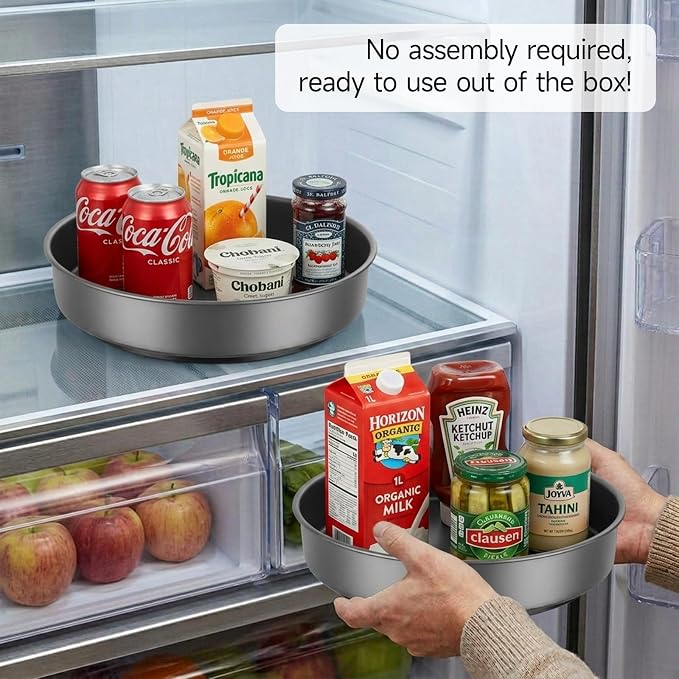 2PCS 9.8" Black Metal Lazy Susan Turntable Organizer | Non-Slip, Easy to Wipe, 360° Rotating Spinning Tray, For Cabinet, Pantry, Table Top, Fridge, Bathroom Vanity, Kitchen Decor - Image 6