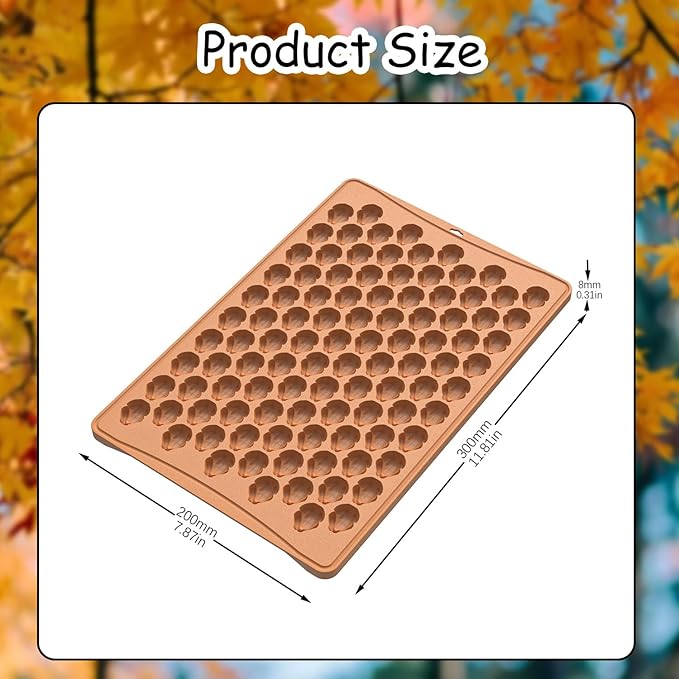 Fall Silicone Molds 100-Cavities 3D Turkey Chocolate Mold Thanksgiving Theme Chocolate Candy Moulds Homemade Cute Chocolate Mold for Autumn Party Harvest Theme Candy Pudding Jelly Making