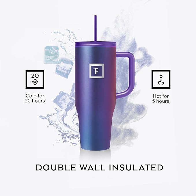 IRON °FLASK 40 oz Co-Pilot Insulated Travel Mug | Insulated Travel Mug with Straw & Flip Cap Lids - Cup Holder Fit, Leakproof, BPA Free (Cosmetic Pink) - Image 4