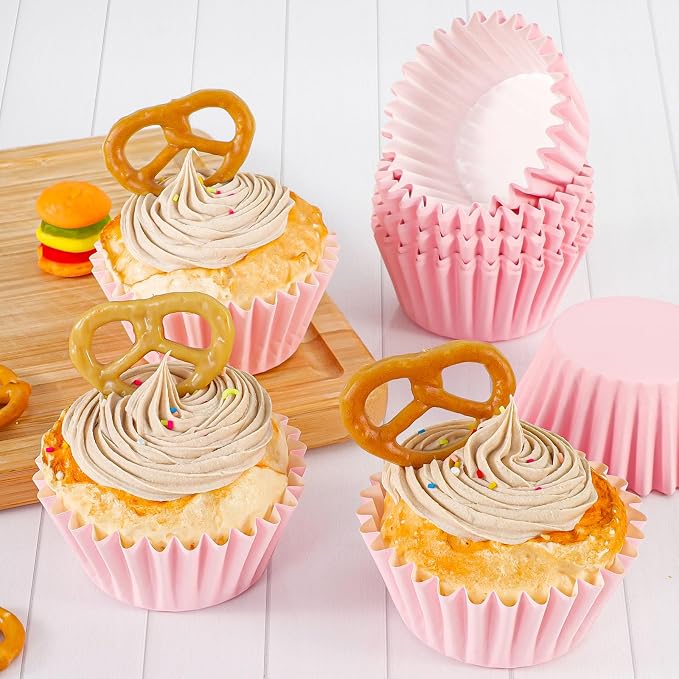 Caperci Grease-Resistant Standard Pink Cupcake Liners 150 Counts - Heavy Duty Paper Muffin Baking Cups, Odorless, No Muffin Pan Needed, Easily Peels (Pink) - Image 7