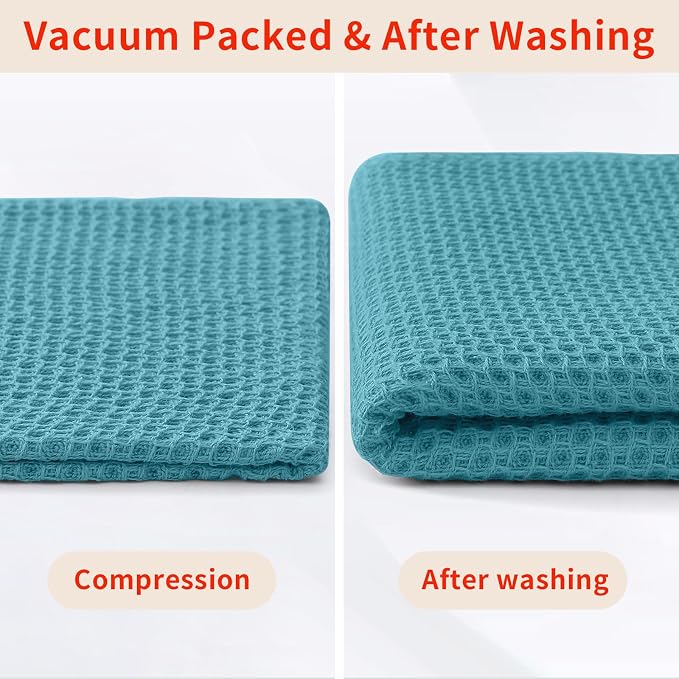 Homaxy 100% Cotton Waffle Weave Kitchen Dish Towels 4-Pack, Lake Blue | 13 x 28 Inches, Ultra Soft Absorbent Dish Towels, Quick Drying Cleaning Towels - Image 8