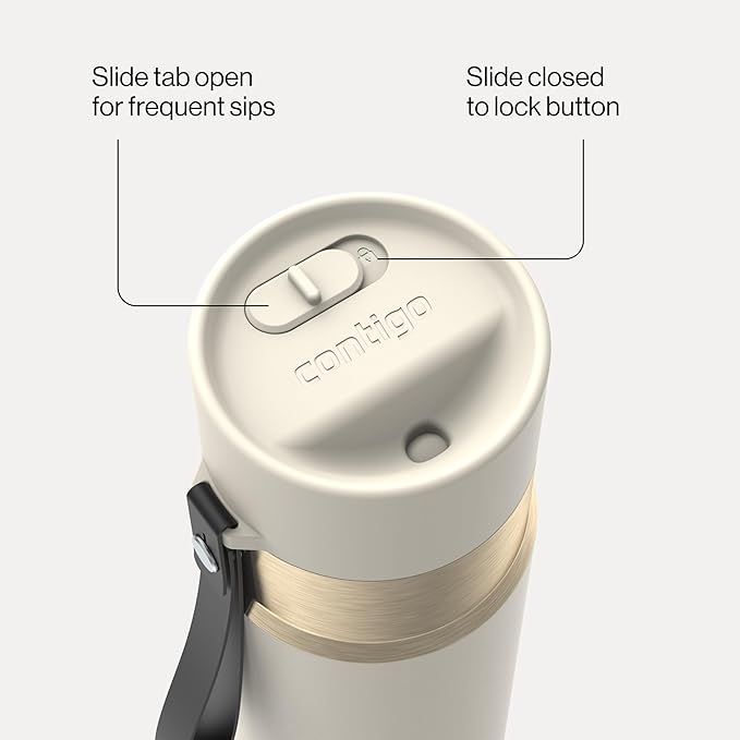 Contigo AutoSeal 16 oz Stainless Steel Vacuum-Insulated Water Bottle with Leakproof Push-Button Spout & Lock, Carry Strap, BPA-Free & Lead-Free, Dishwasher Safe - Image 4