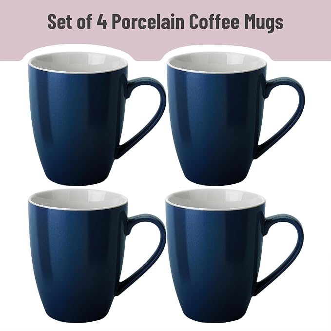 BTaT- Porcelain Coffee Mugs Set, 16 Ounces, 4 Pack, Black Ceramic Coffee Mugs with Handle, Restaurant Cups for Mocha, Tea, Cappuccino, Cocoa, Cereal, Mug Gift Set, Dishwasher Safe - Image 2