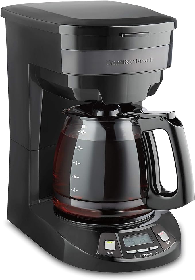 Hamilton Beach 12 Cup Programmable Drip Coffee Maker | Regular & Bold Brew Options | Auto Pause and Pour | Glass Carafe | Black Stainless | 46293J by HamiltonBeach