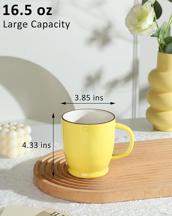 Yellow Coffee Mug, 16.5oz Large Tea Cup with Big Handle, Ceramic Microwave Coffee Mug, Coffee Cup Gifts for Women, Friend, Birthday, Christmas, Celebrate - Image 4