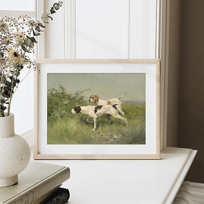 XOCUUI Wall Art Unframed Canvas for Living Room - Retro Twin Dogs Home Wall Decor Eclectic Vintage Landscape Artwork Prints Home Decor Gallery Picture Oil Painting Boho Animal Bedroom Office 12x16In - Image 3