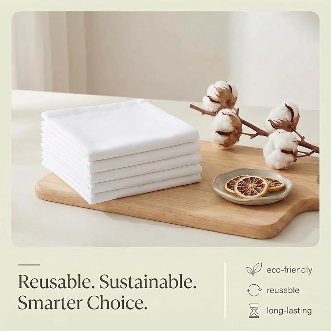 Urban Villa Kitchen Towels Cotton Dish Towels 20”x30” (Set of 6) White - Image 8