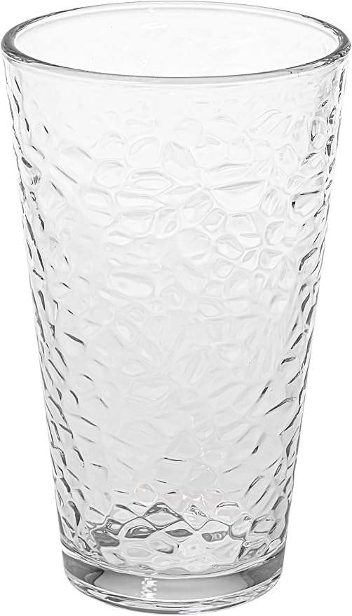 Le'raze Set of 10 Hammered Glass Cups, Clear Heavy Base Drinking Glasses | 16oz, Stackable, Durable, Dishwasher Safe, Freezer Safe, Non Slip, 100% Food Grade, BPA Free, Secure Packaging, Eco-Friendly - Image 8