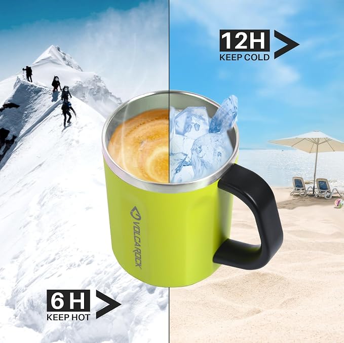 Coffee Mug with Handle and Lid, 16oz Spill Proof Coffee Cup with Powder Coating, Dishwasher Safe and BPA Free Tea Mug, Ideal Gift for Family and Friends (Lime) - Image 4