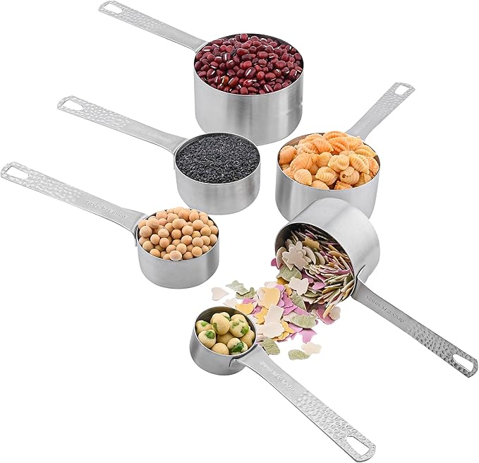 Measuring Cups and Spoons Set 14, 18/8 Stainless Steel Measuring Cups and Spoons Set for Baking & Kitchen, Metric & US Measure 6 Cups & 7 Spoons with Leveler