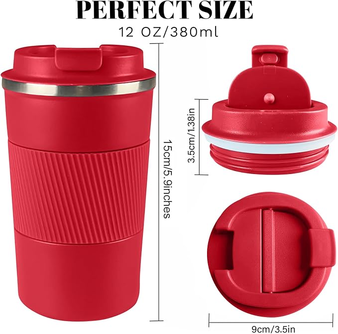 Insulated Travel Coffee Mug, Stainless Steel Coffee Cup with Leakproof Lid | Double-wall insulation keeps drinks hot or cold for hours, with a leakproof lid and portable stainless steel design - Image 3