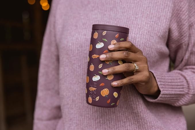 Simple Modern Halloween Travel Coffee Mug 360° Lid | 16oz | Pumpkins | Voyager Ceramic-Lined Insulated Stainless Steel Coffee Tumbler, Iced Coffee Cup, Mug with Lid | Pumpkin & Leaves - Image 2