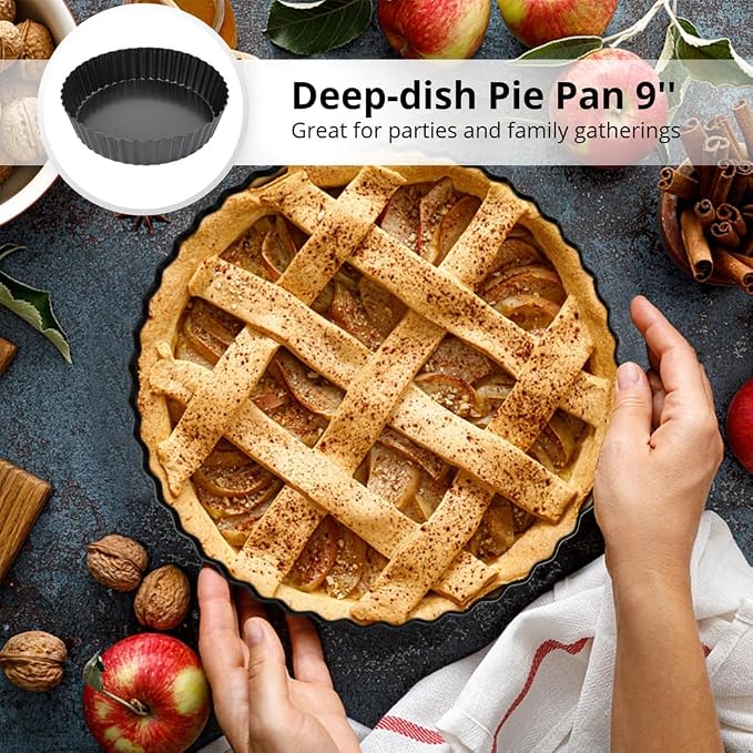 2 Packs Tart Pans, 9 in/22.8 cm Pie Pans with Removable Bottom, Fluted Round Tart Quiche Pie Pans, Carbon Steel Baking Pan Dish, Non Stick, Easy Release, Simple to Clean - Image 3