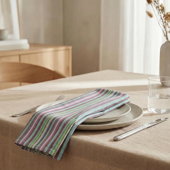 Urban Villa Cloth Napkins Cotton 20x20 (Set of 12) Multi Blue - Image 4