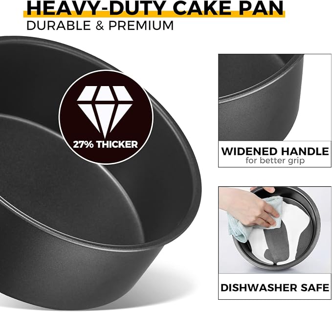 6 Inch Cake Pans for Baking, Round Small Layer Cake Pan Set with 120 Pieces Parchment Paper, Nonstick Circle Cheesecake Tin, 4 Pieces, Heavy Duty - Grey - Image 8